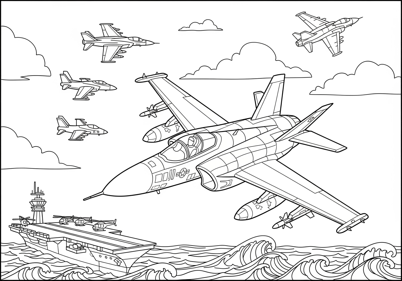 Printable Military Plane Coloring Page For Kids