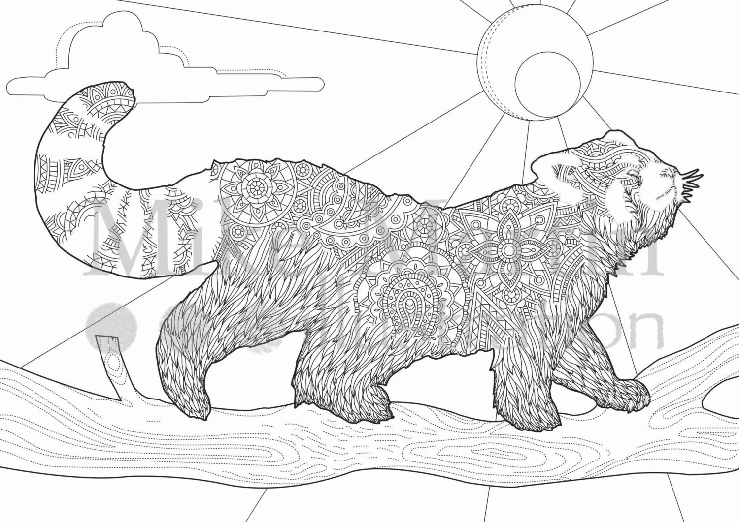 Printable Red Panda Coloring Page Instant Download Adult Coloring Page Etsy