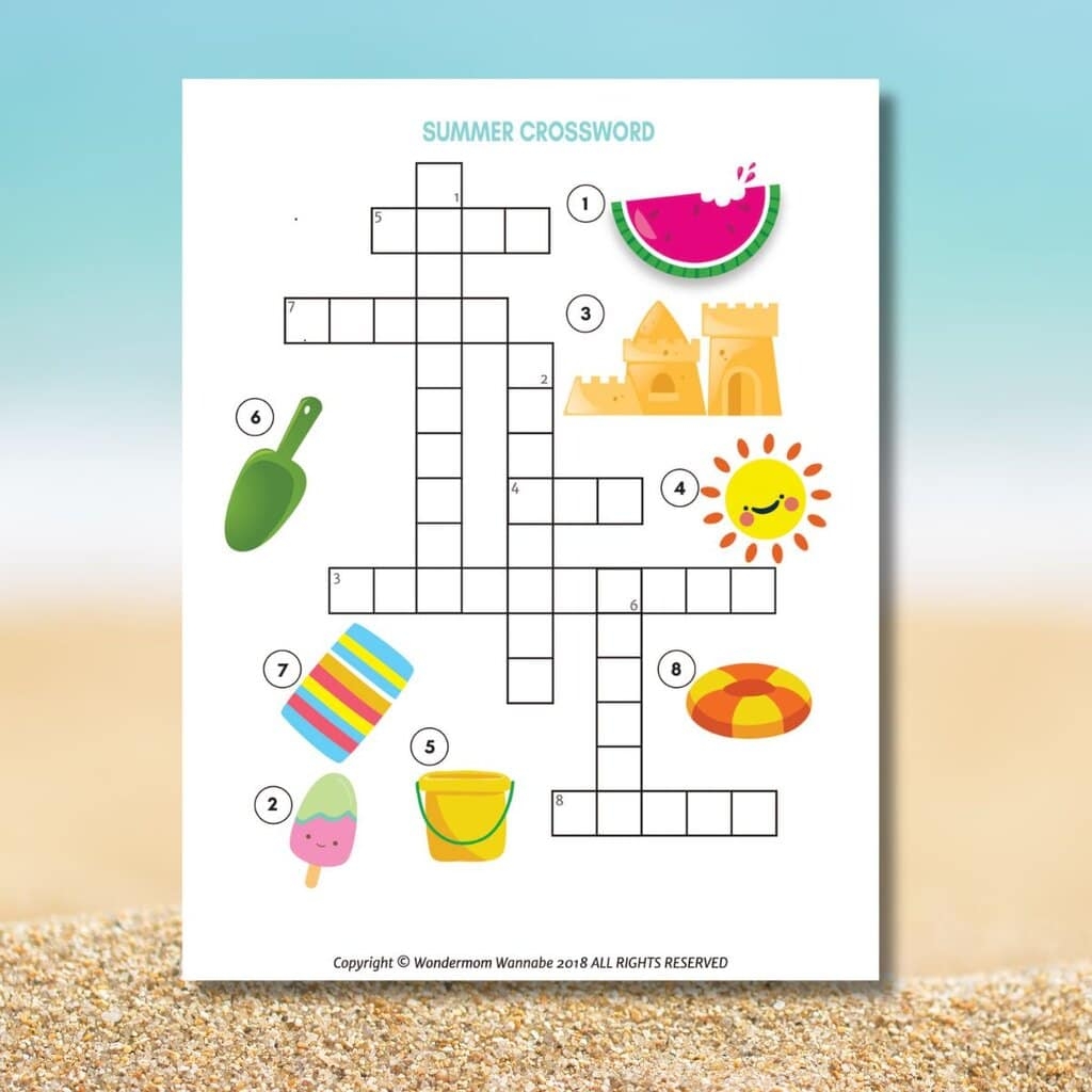 Printable Summer Crossword Puzzle For Kids Printable Summer Crossword Puzzle For Kids