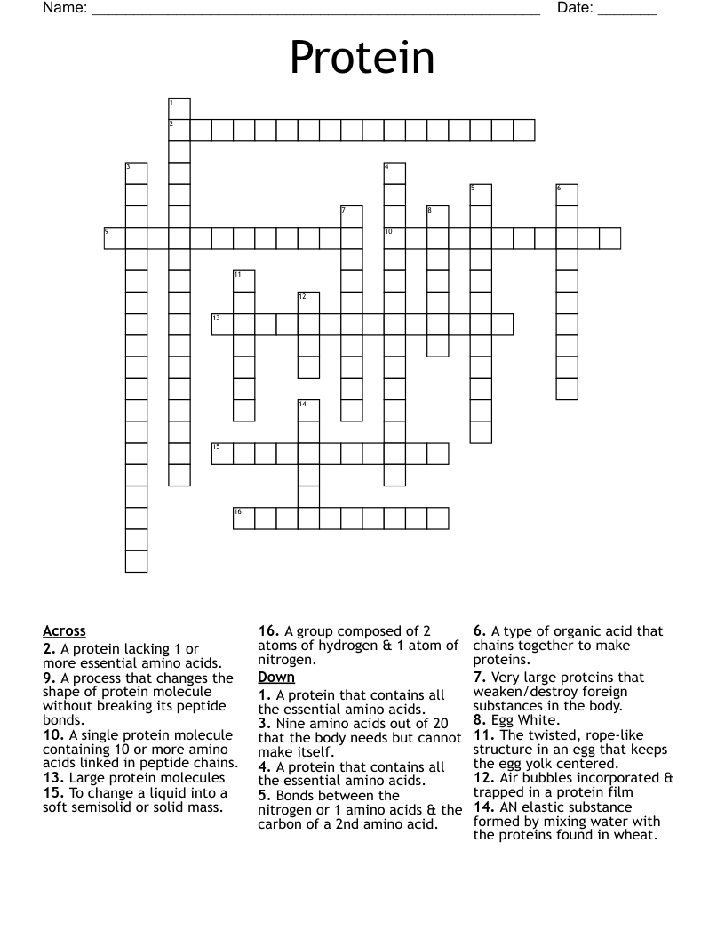 Protein Crossword WordMint