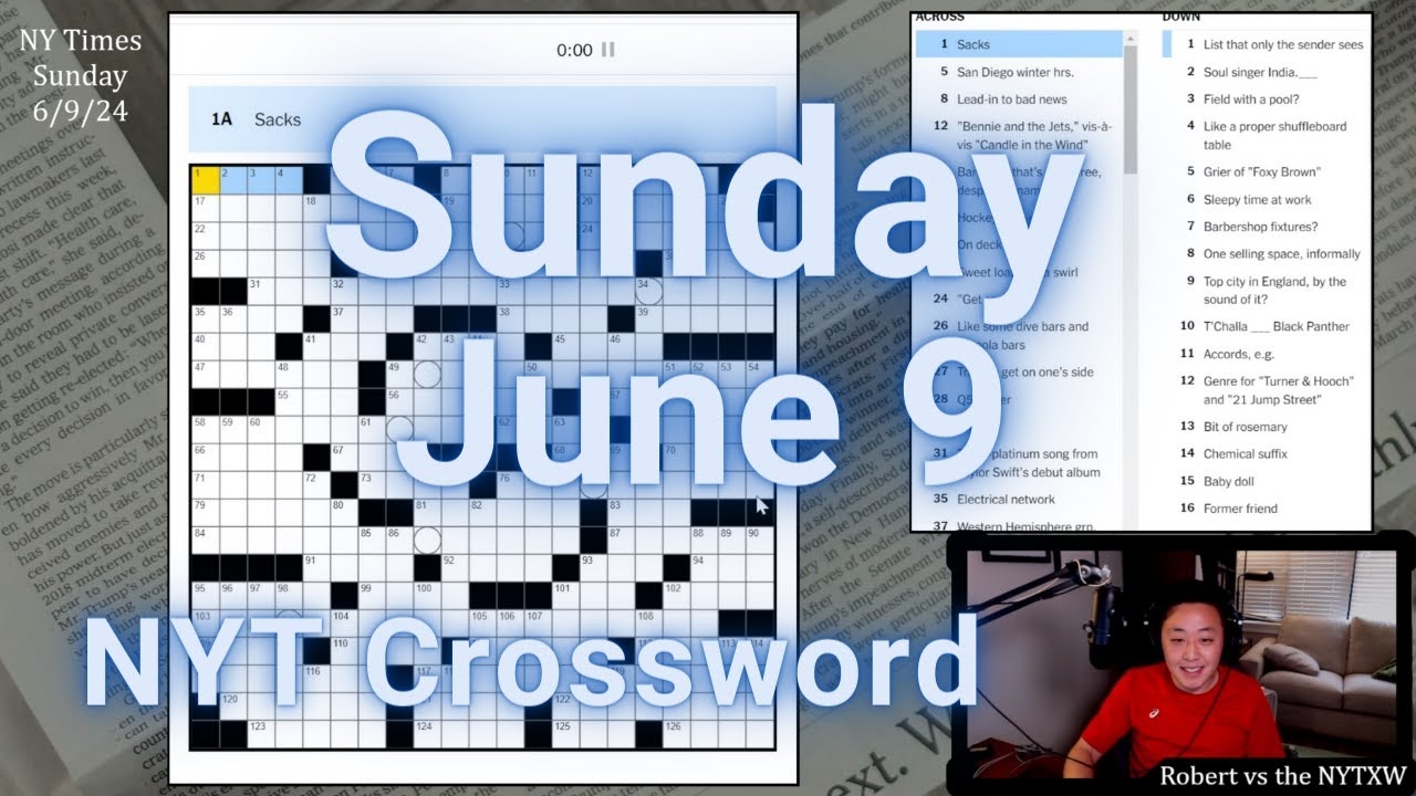 Quiet Time 0 15 7 36 Sunday 6 9 24 New York Times Crossword YouTube