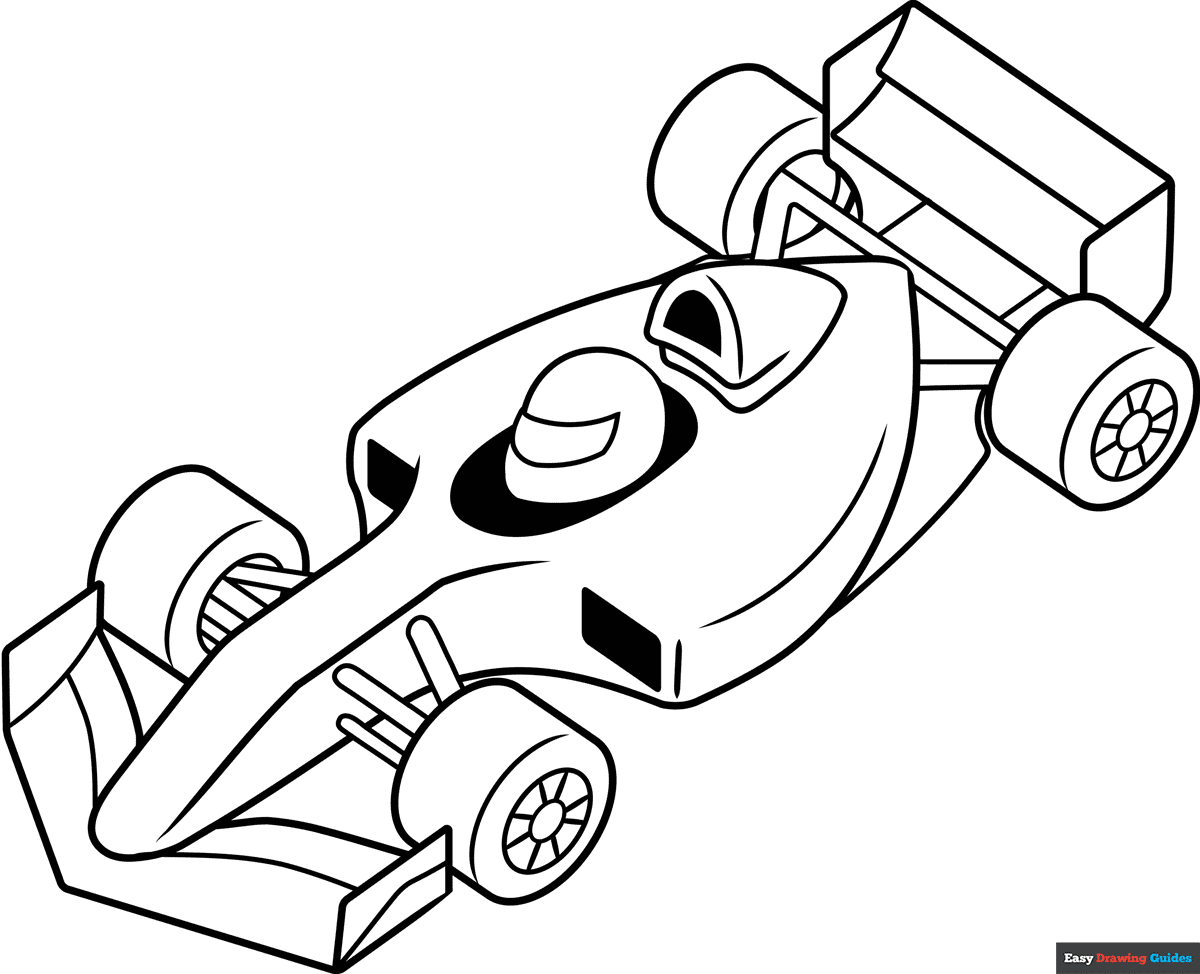 Race Car Coloring Page Easy Drawing Guides
