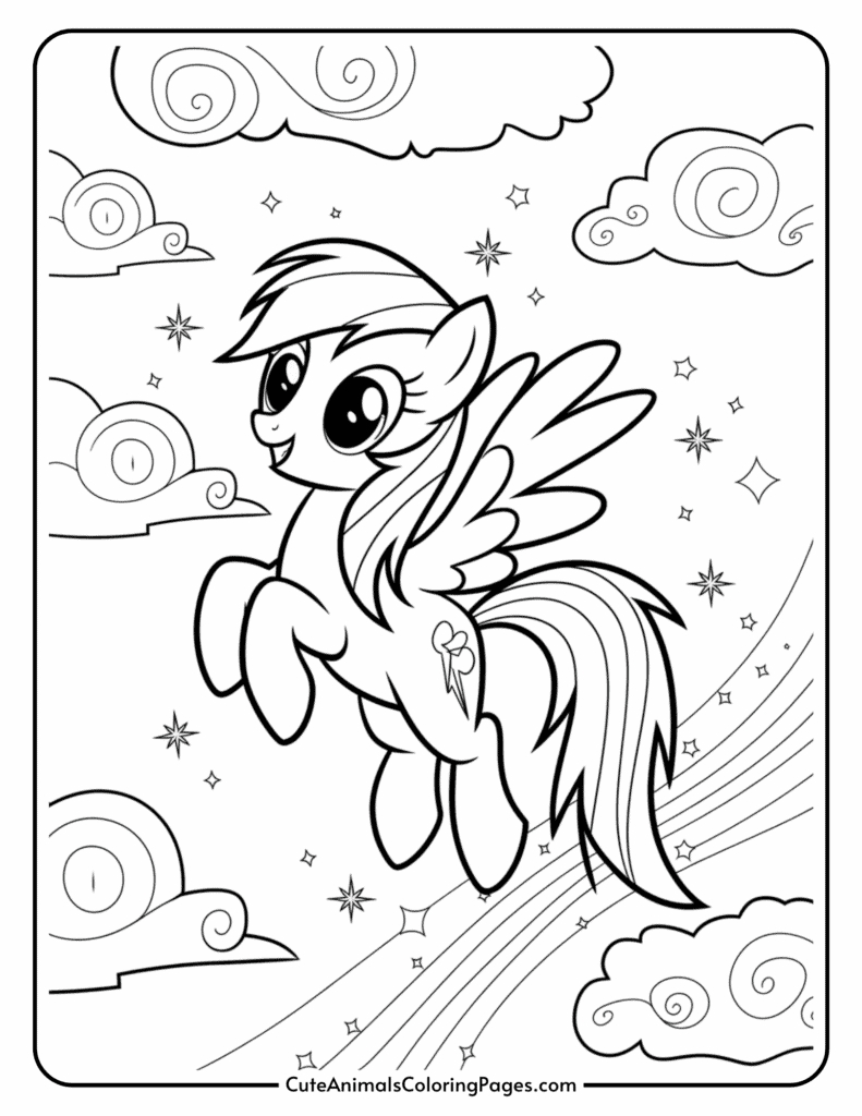Rainbow Dash Coloring Pages 12 Free Printable PDF Pages Cute Animals Coloring Pages