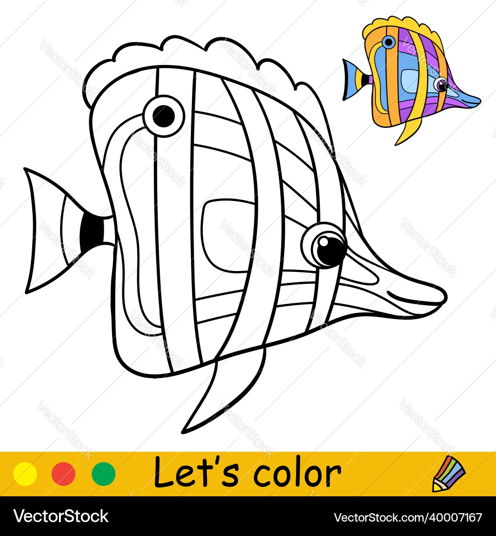Rainbow Fish Coloring Page Preschool Royalty Free Vector VectorStock Rainbow Fish Coloring Page Preschool Royalty Free Vector VectorStock