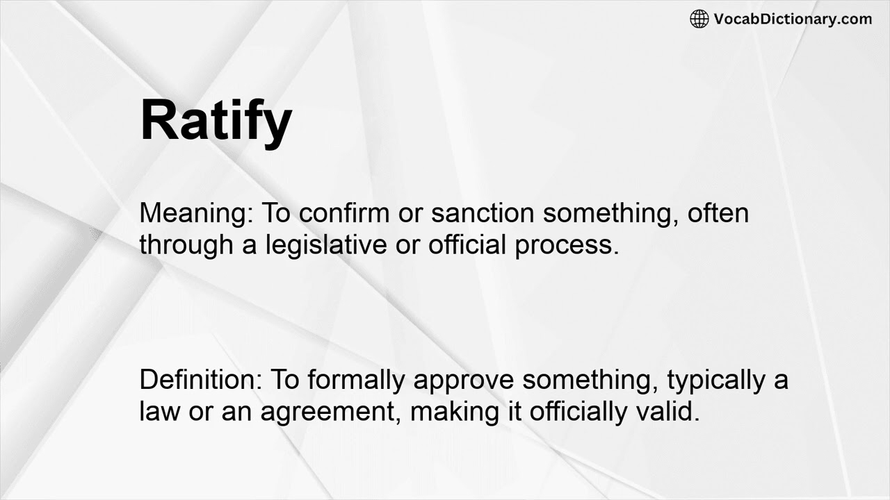 Ratify Meaning YouTube