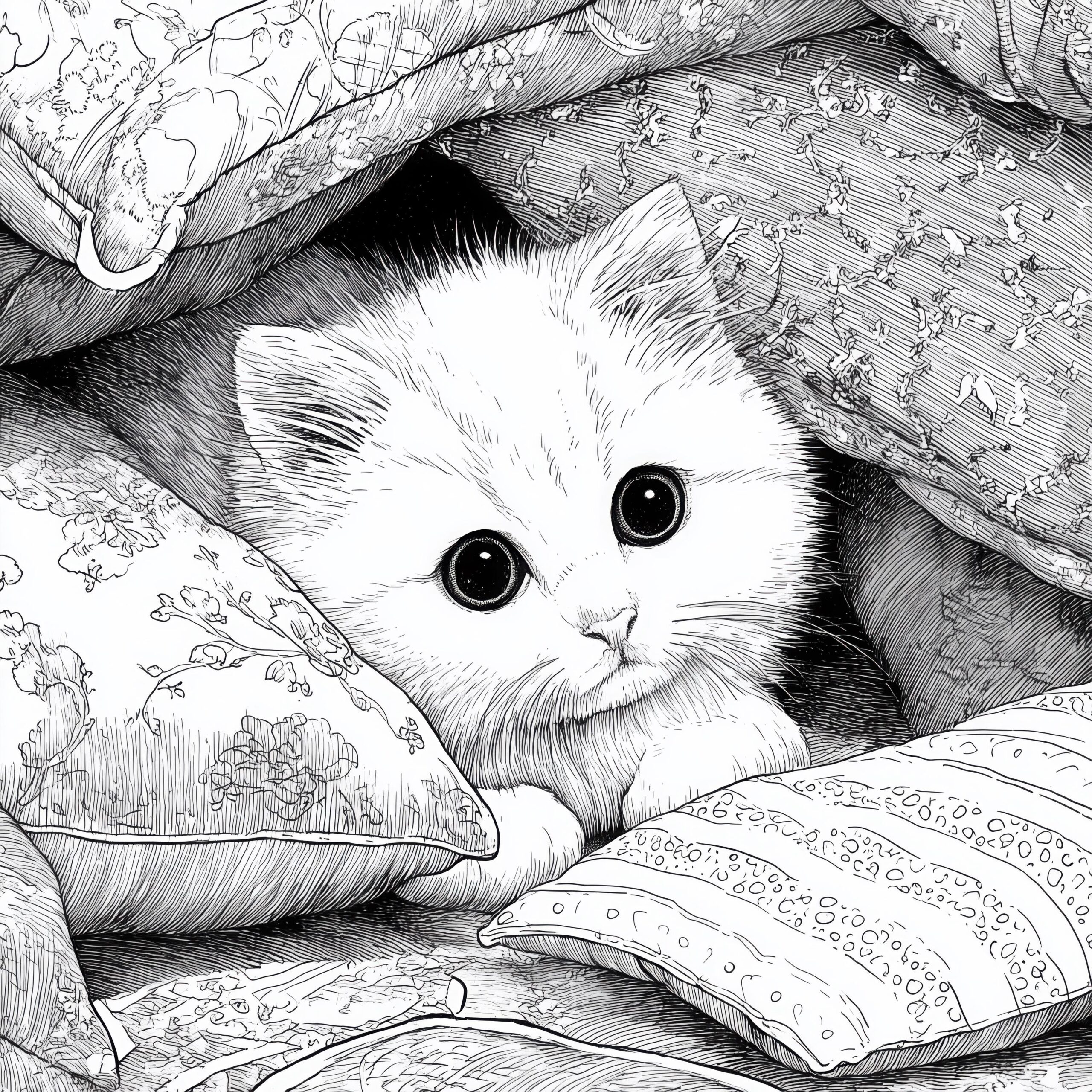 Realistic Cat Coloring Pages 32 Lifelike Kitten Printables For Adults Kids Cute Cats Printable Coloring Book PDF Etsy