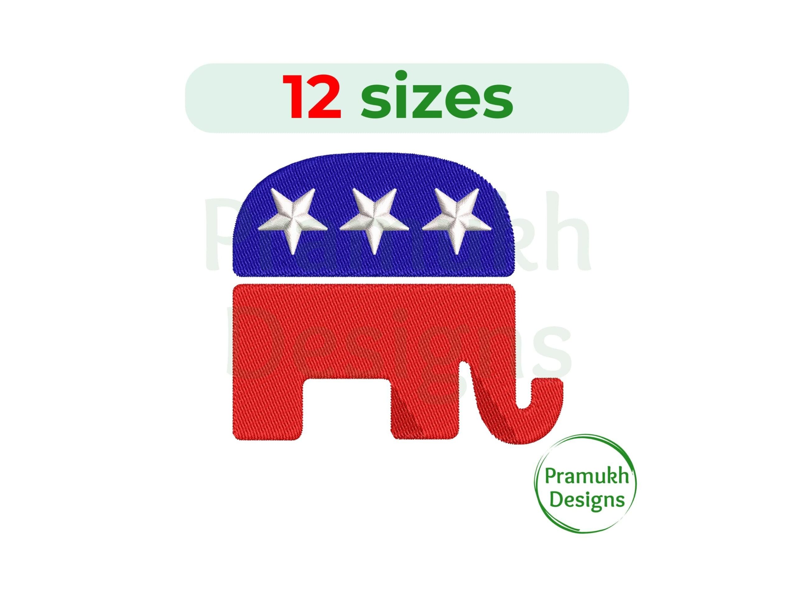 Republican Elephant Embroidery Design 2 7 5 Inch Mini Design Silhouette Machine Embroidery Design Instant Download Digital File Etsy