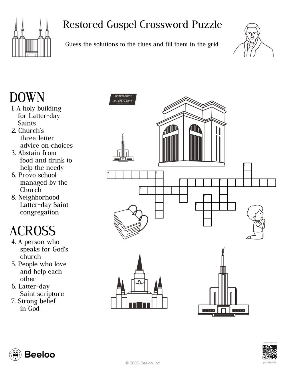 Restored Gospel Crossword Puzzle Beeloo Printable Crafts And Activities For Kids