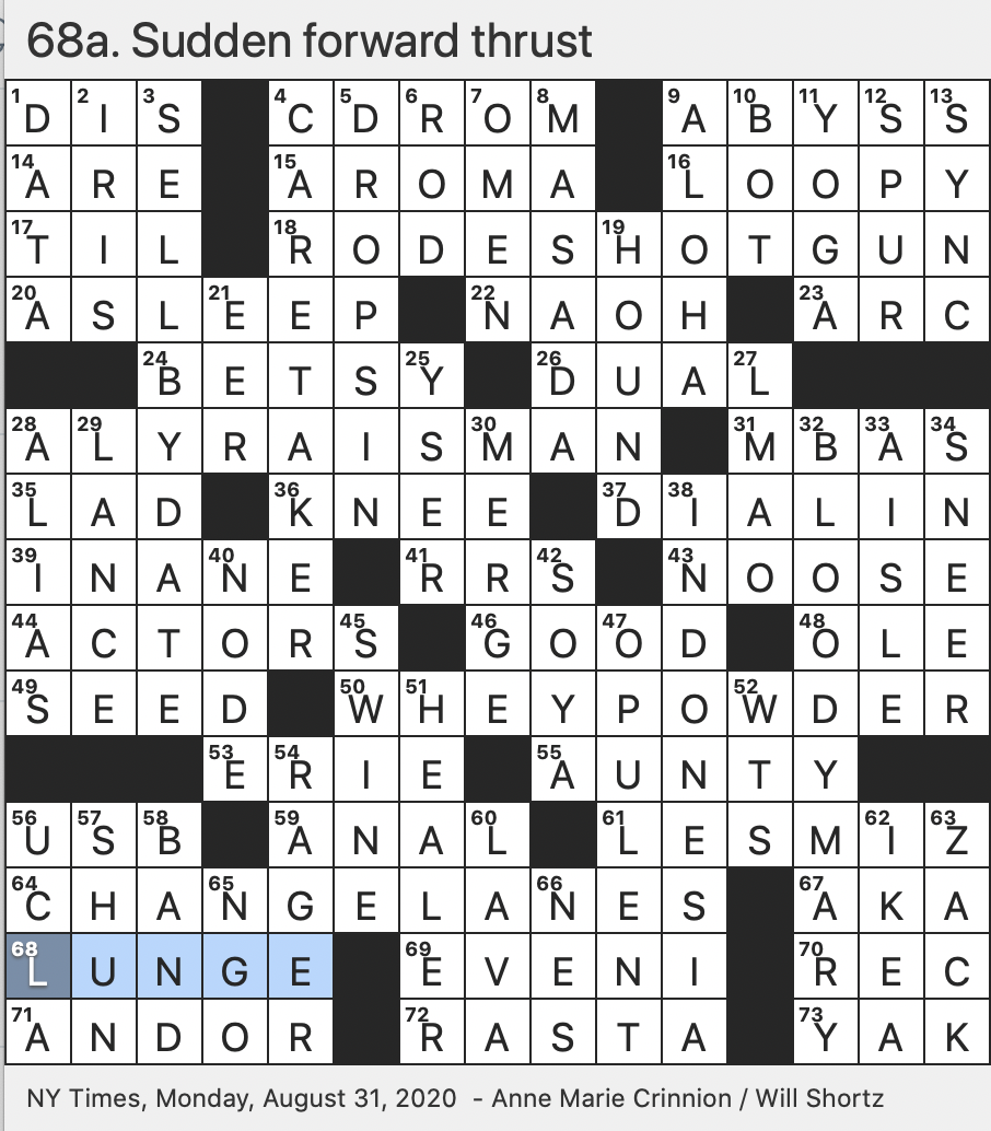 Rex Parker Does The NYT Crossword Puzzle Captain Of 2012 2016 US Women s Women s Olympic Gymnastic Teams MON 8 31 20 Belgian River To North Sea