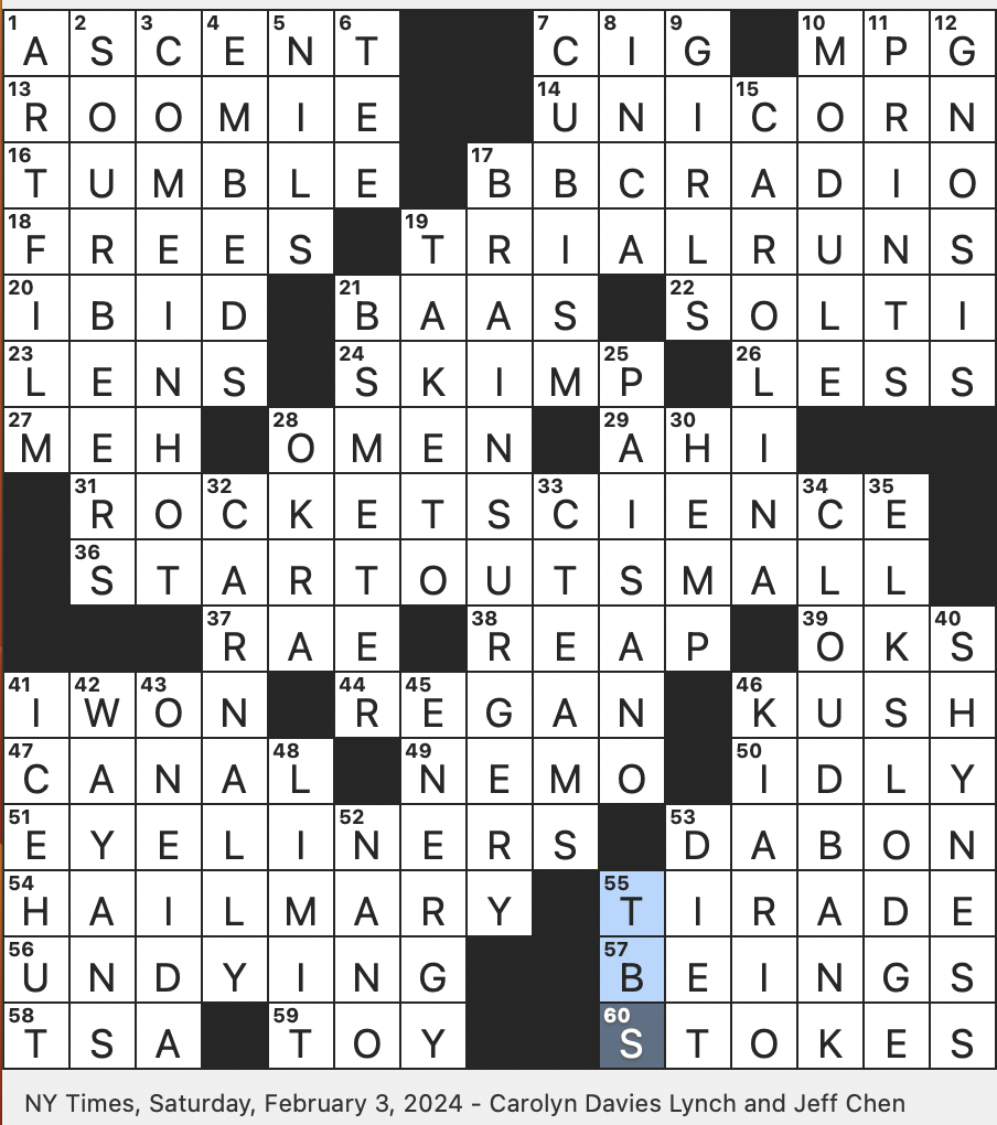 Rex Parker Does The NYT Crossword Puzzle Greek Word For knowledge SAT 2 3 24 Sir Georg Who Conducted 999 Chicago Symphony Concerts Cannabis With A High Level Of THC Rex Parker Does The NYT Crossword Puzzle Greek Word For knowledge SAT 2 3 24 Sir Georg Who Conducted 999 Chicago Symphony Concerts Cannabis With A High Level Of THC