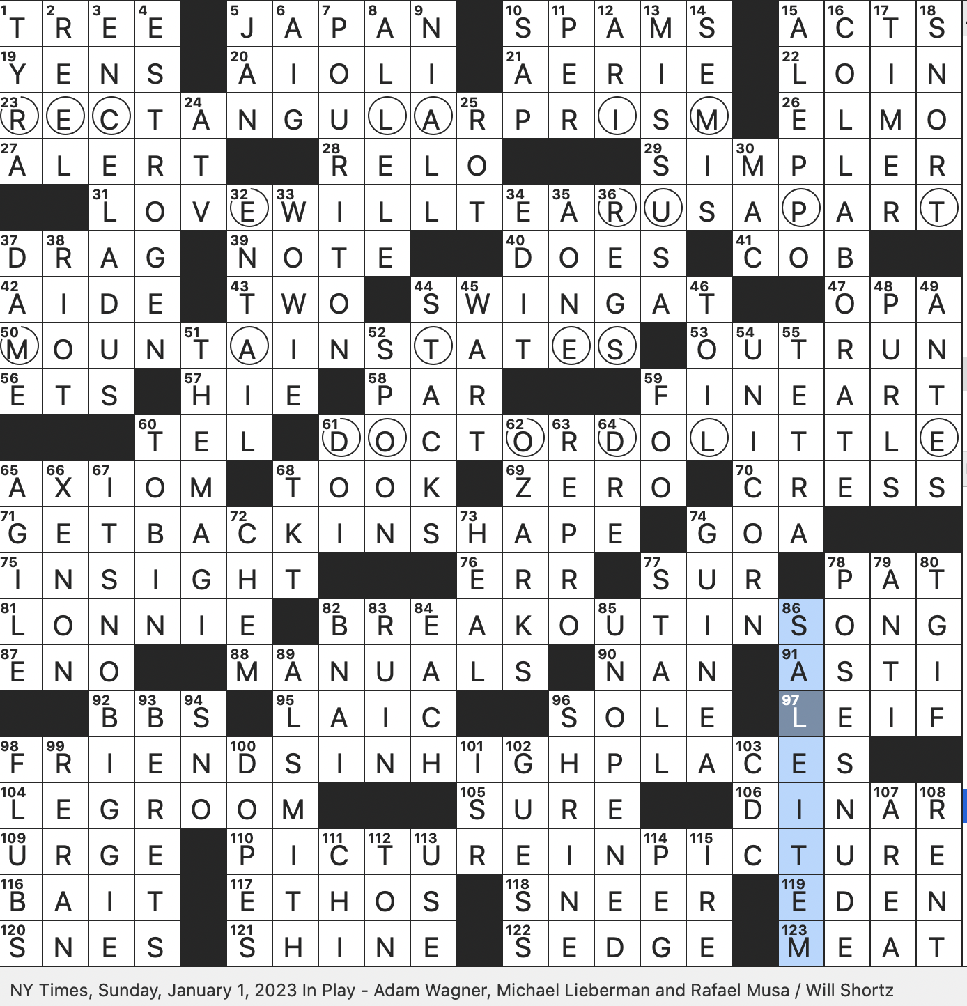 Rex Parker Does The NYT Crossword Puzzle Mideast City With An Eponymous Pepper SUN 1 1 23 Seminal 1980 Hit By Joy Division Moon Of Saturn Found To Have A Potentially