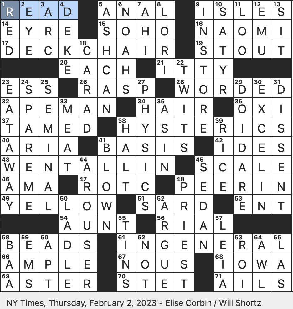 Rex Parker Does The NYT Crossword Puzzle Orangish brown Gem THU 2 2 23 Holiday Dependent On The Lunisolar Calendar Mythological Being With A Horse s Tail Collar Iconic Ruth Bader Ginsburg