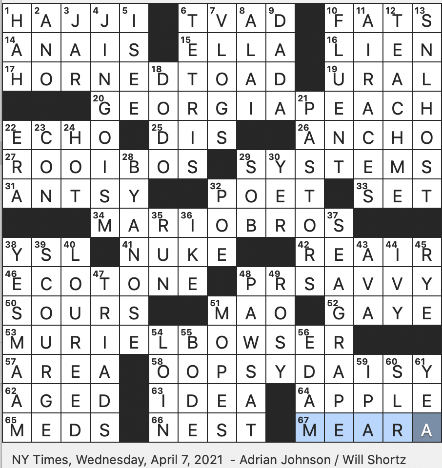 Rex Parker Does The NYT Crossword Puzzle South African Plant Whose Leaves Are Used For A Popular Herbal Tea WED 4 7 21 Native Caribbean Plant Whose Fruit Grows In Clusters 