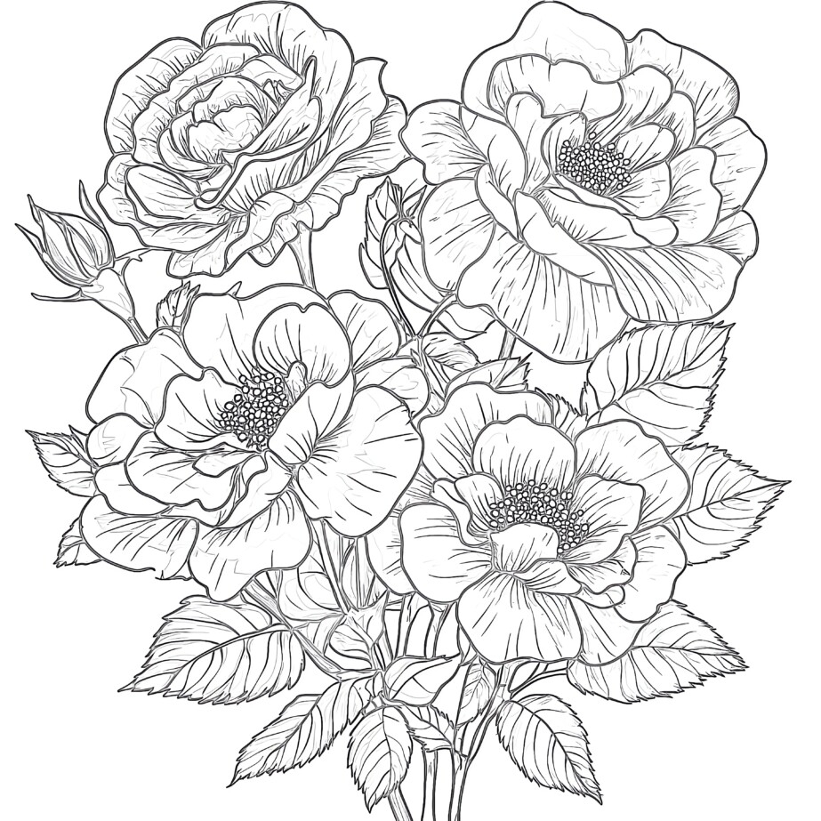 Rose Flower Coloring Page Coloring Pages Mimi Panda