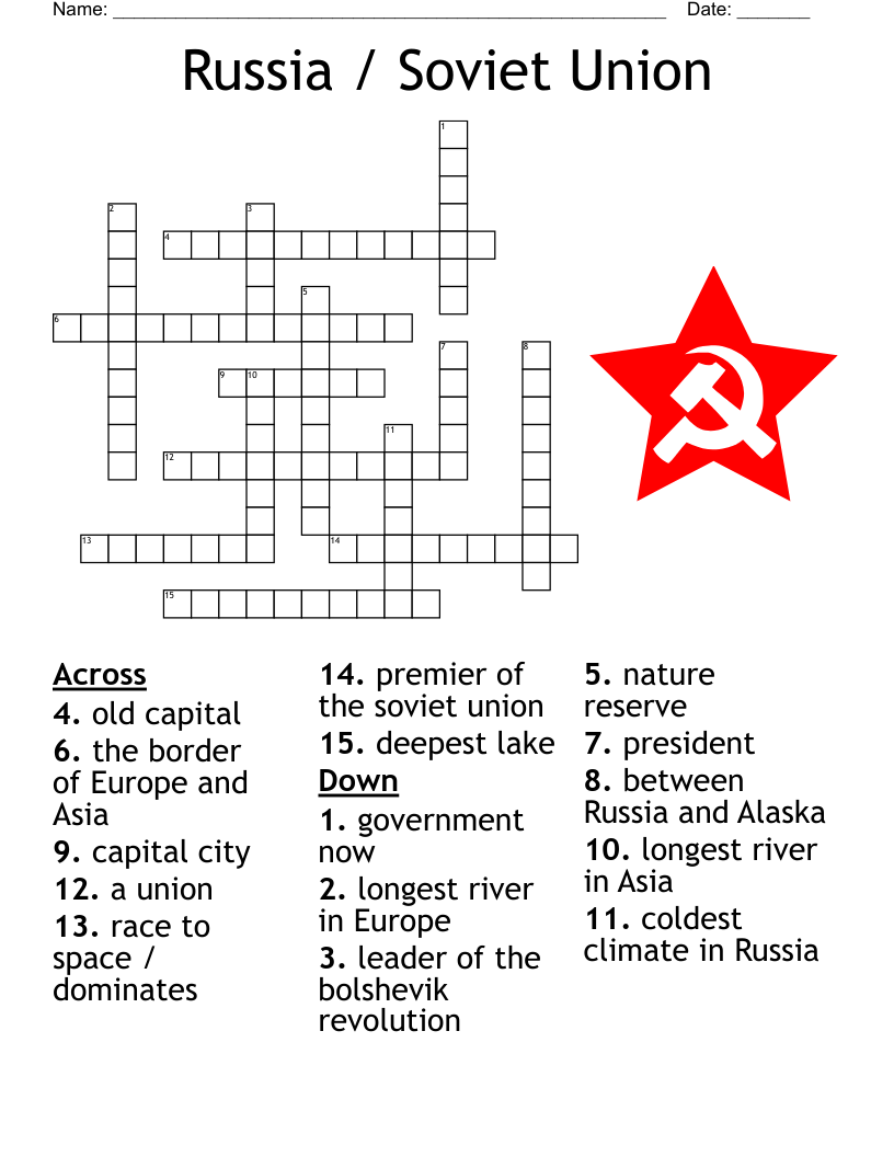 Russia Soviet Union Crossword WordMint