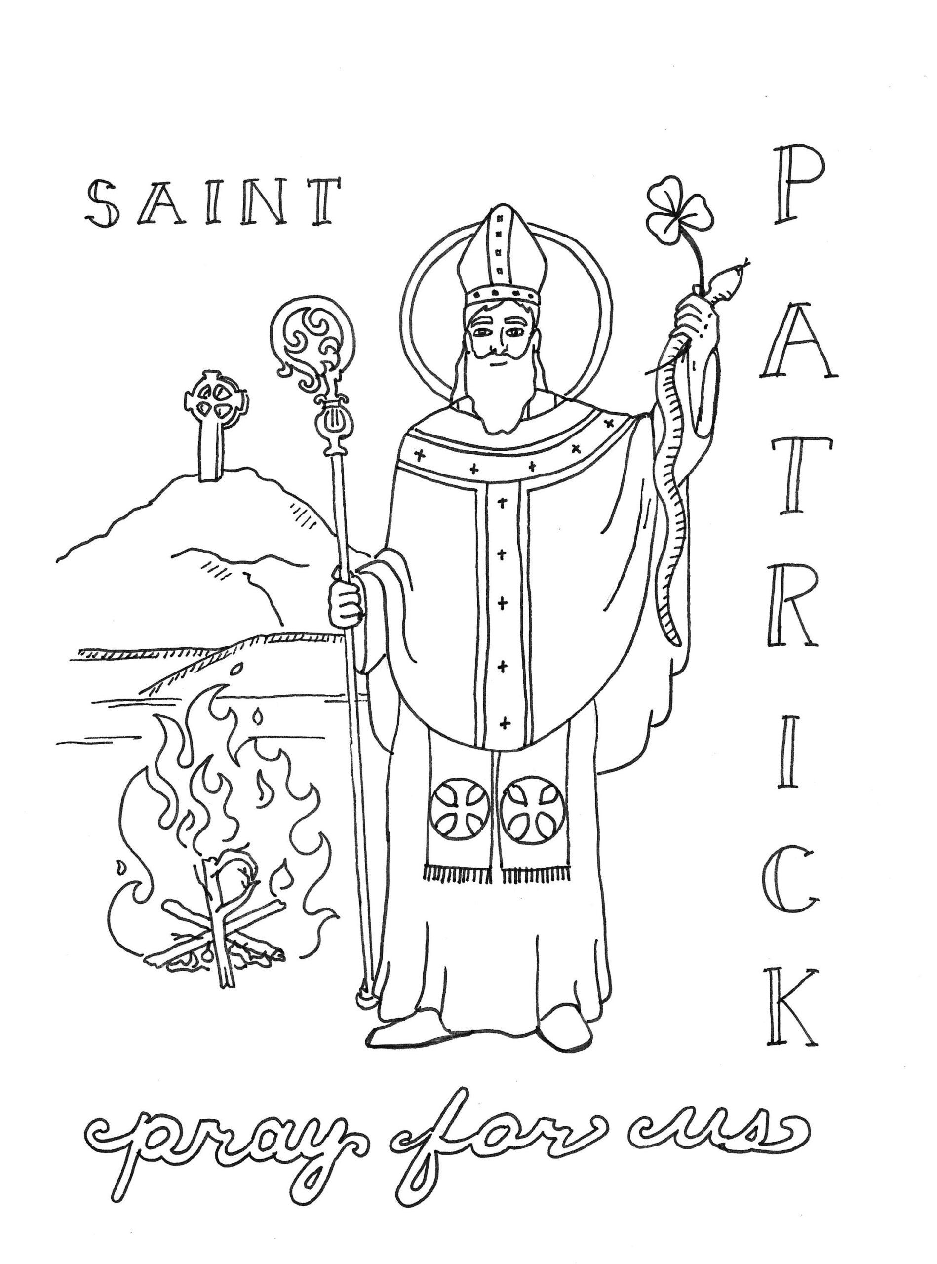 Saint Patrick Coloring Page Etsy