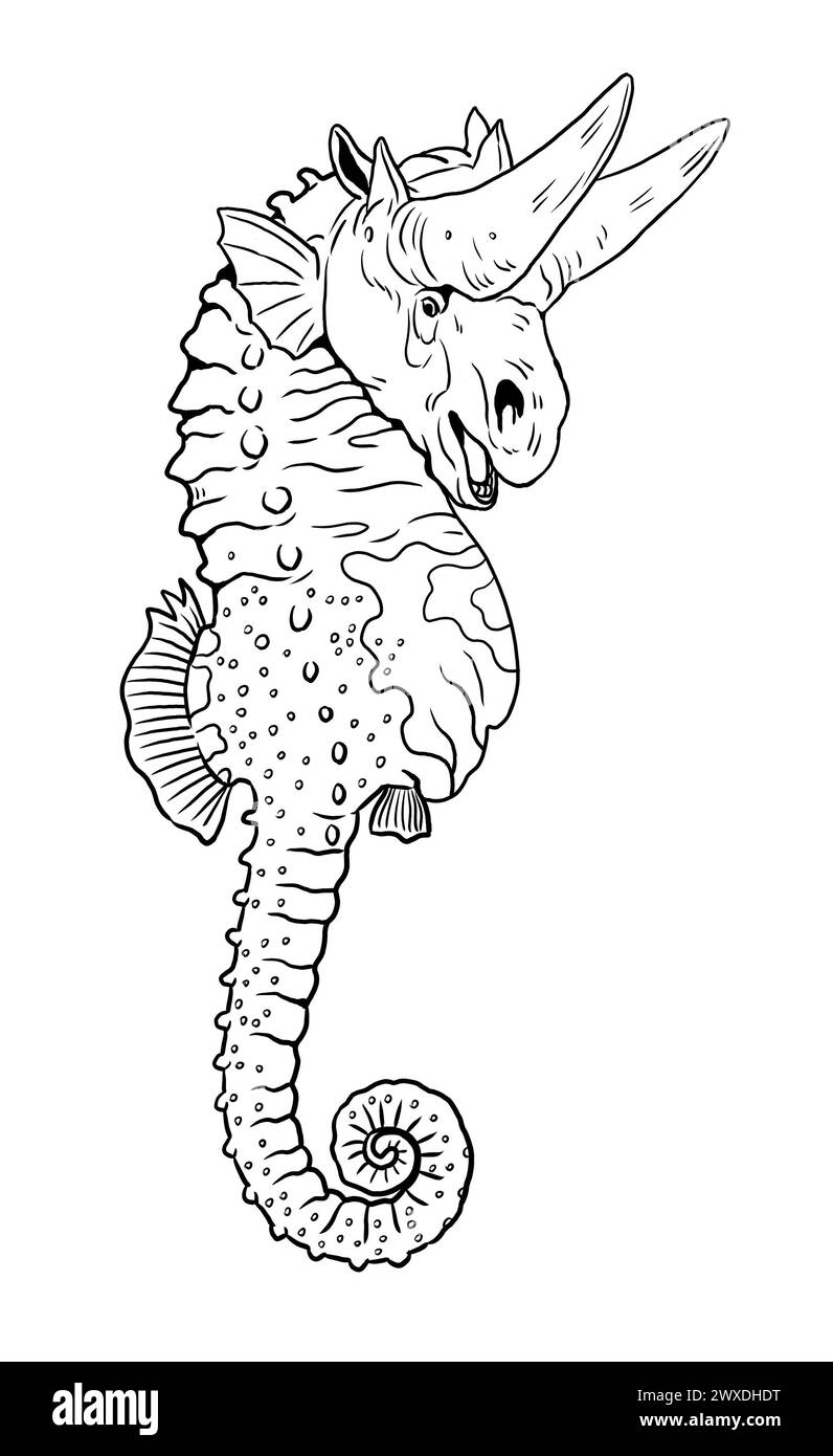 coloring page of a seahorse