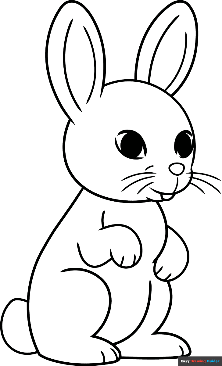 Simple Bunny Coloring Page Easy Drawing Guides