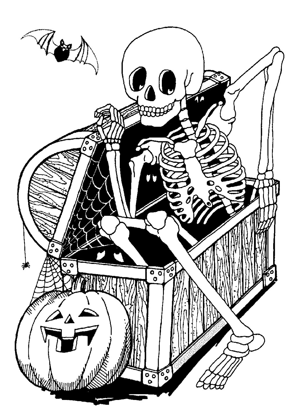 Skeleton In A Coffin Halloween Coloring Pages For Kids Skeleton In A Coffin Halloween Coloring Pages For Kids