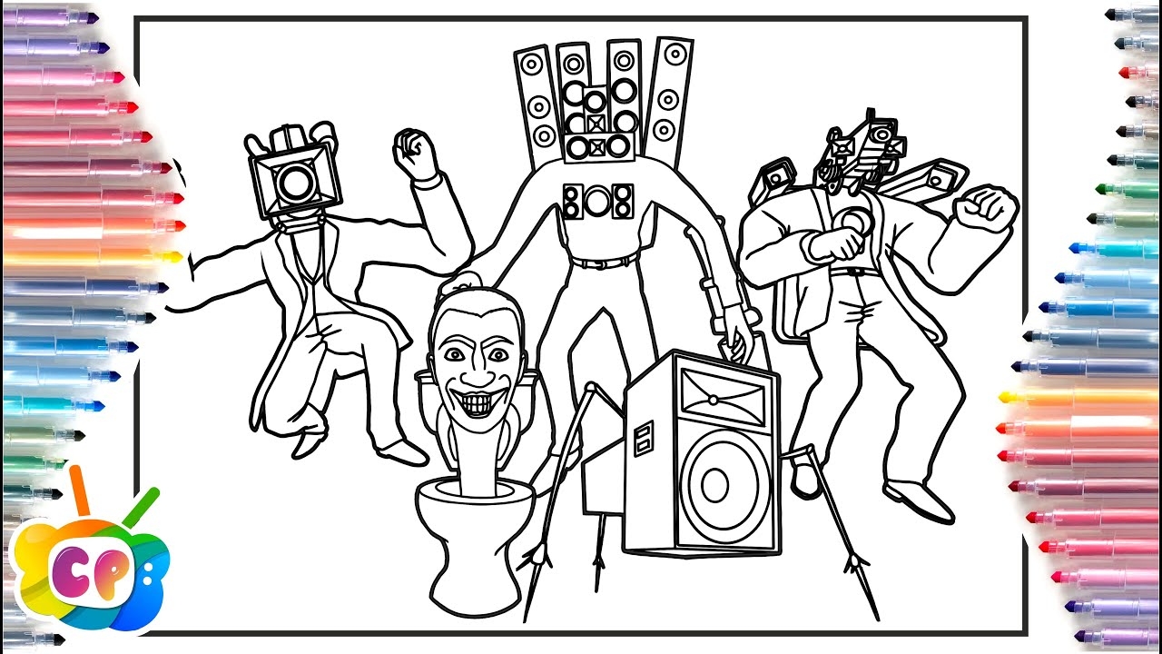 SKIBIDI TOILET Coloring Page SKIBIDI TOILET TITAN SPEAKERMAN BIG CAMERAMAN TITAN CAMERAMAN YouTube