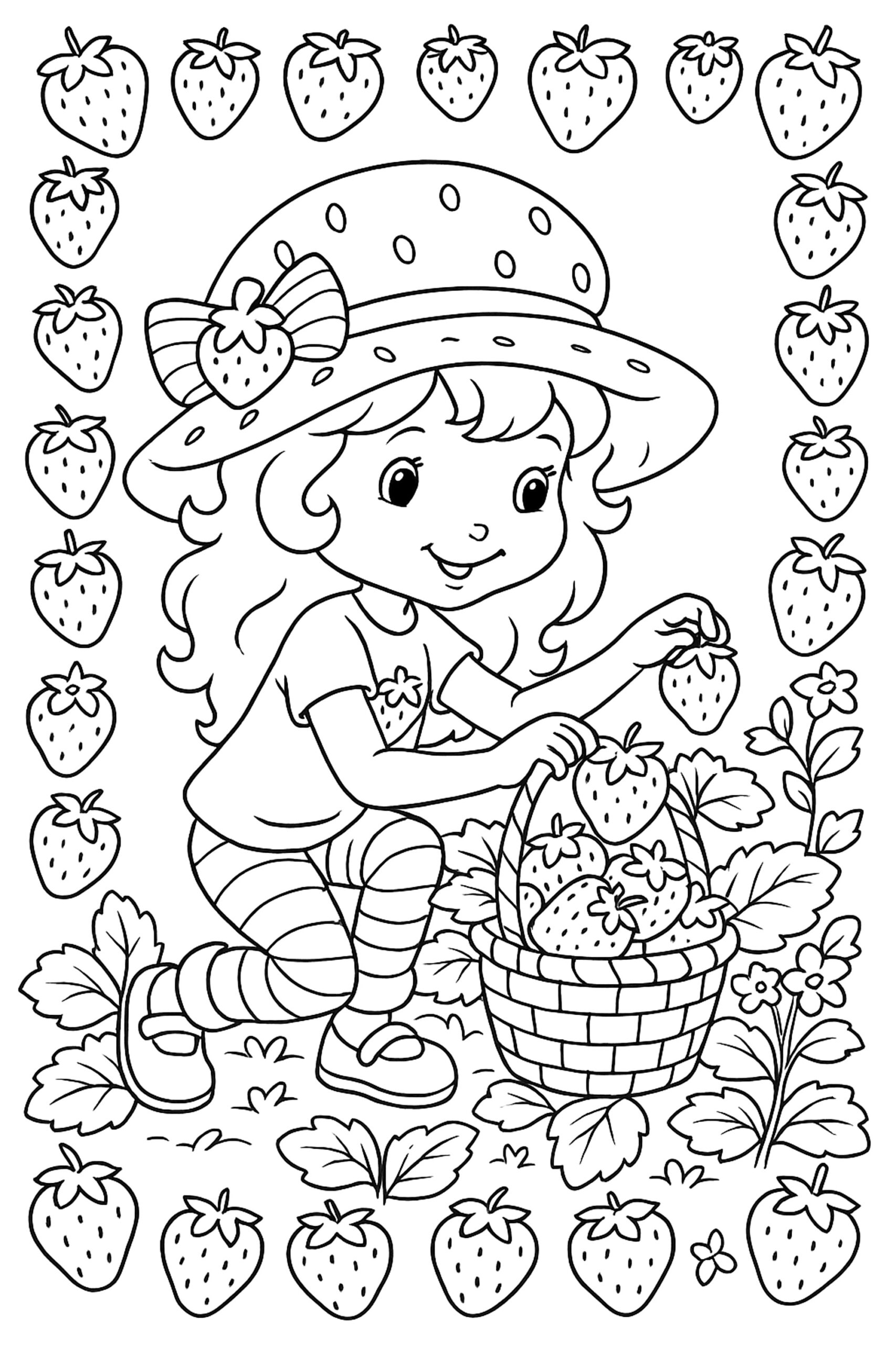 Small Strawberry Harvest Strawberry Shortcake Coloring Pages