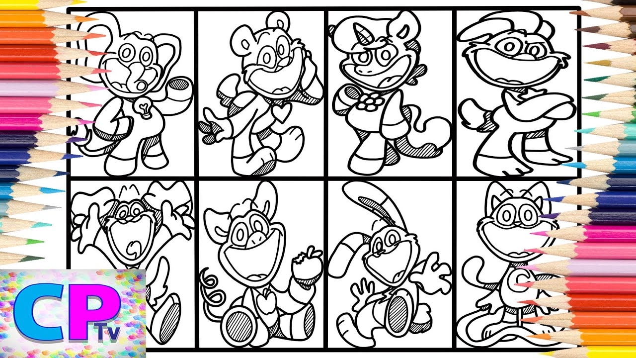 smiling critters coloring page