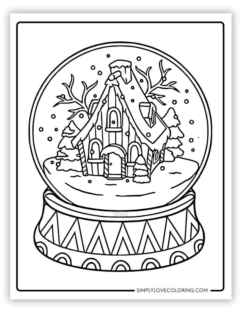 Snow Globe Coloring Pages Free PDF Printables Simply Love Coloring
