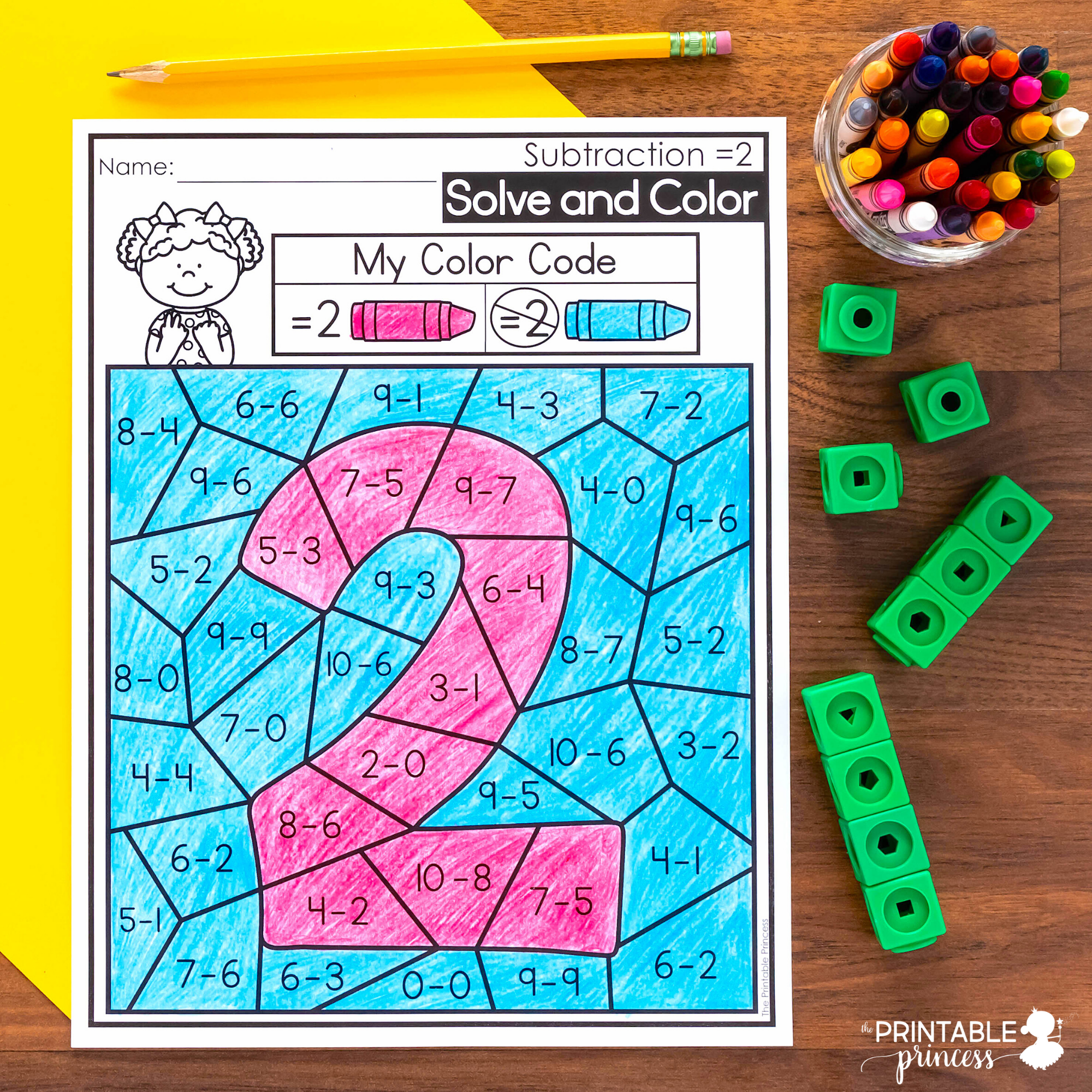 Solve And Color Addition And Subtraction Coloring Pages The Printable Princess