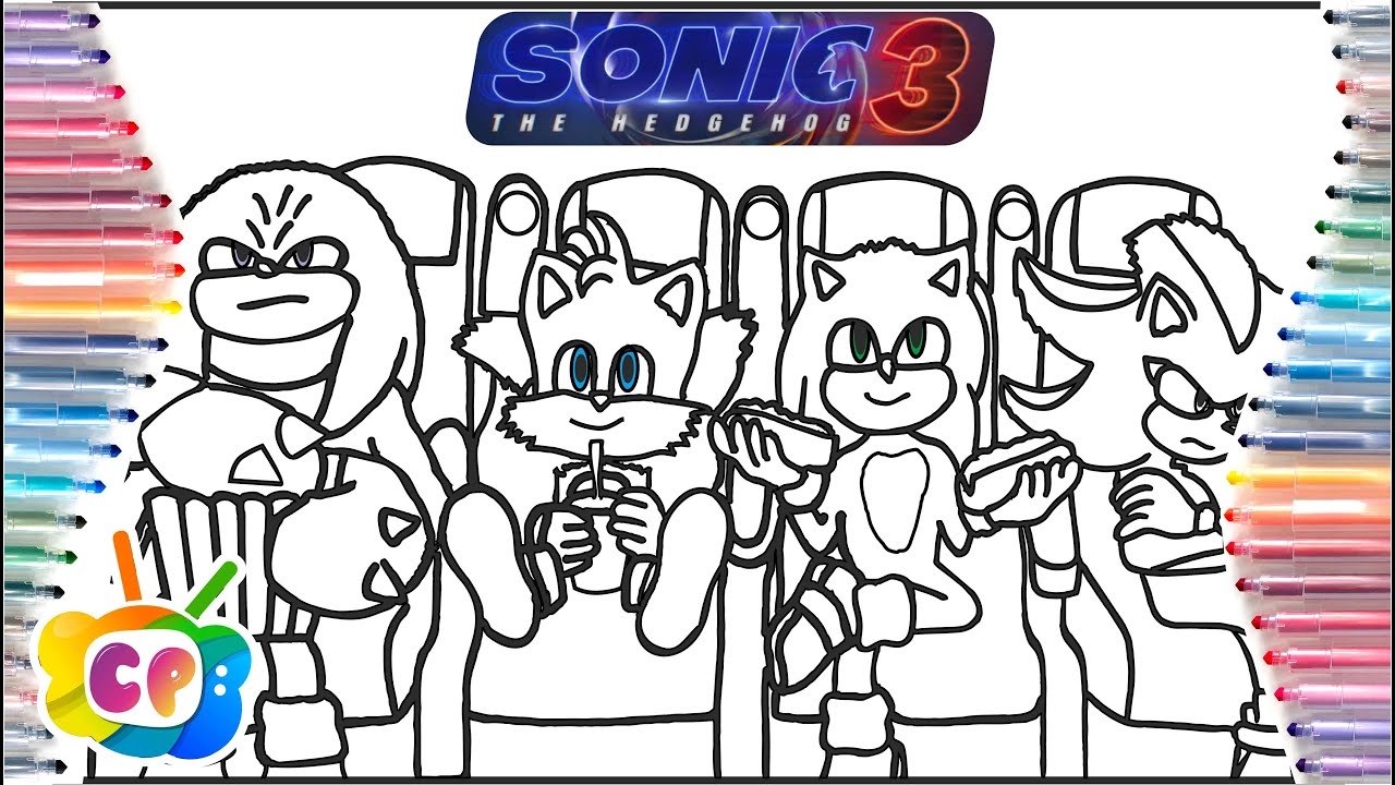 Sonic 3 Coloring Pages Movie Sonic Team Coloring Pages New Sonic Knuckles Shadow And Tails YouTube