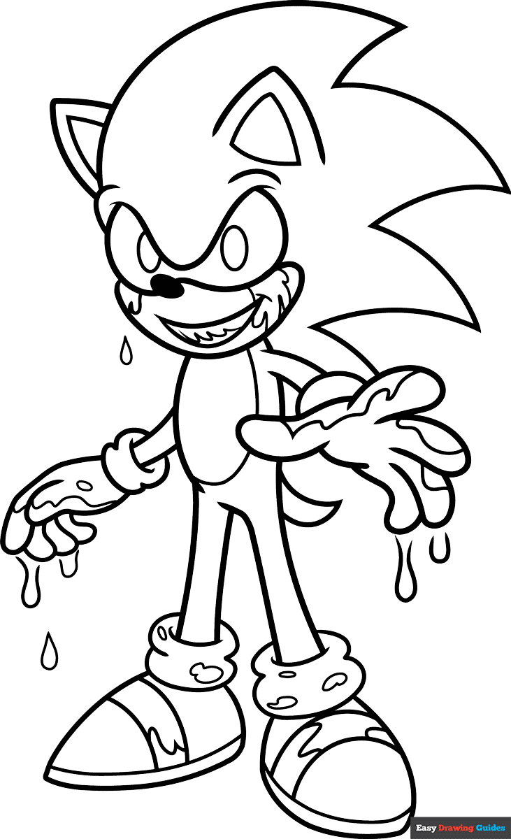 Sonic EXE Coloring Page Easy Drawing Guides