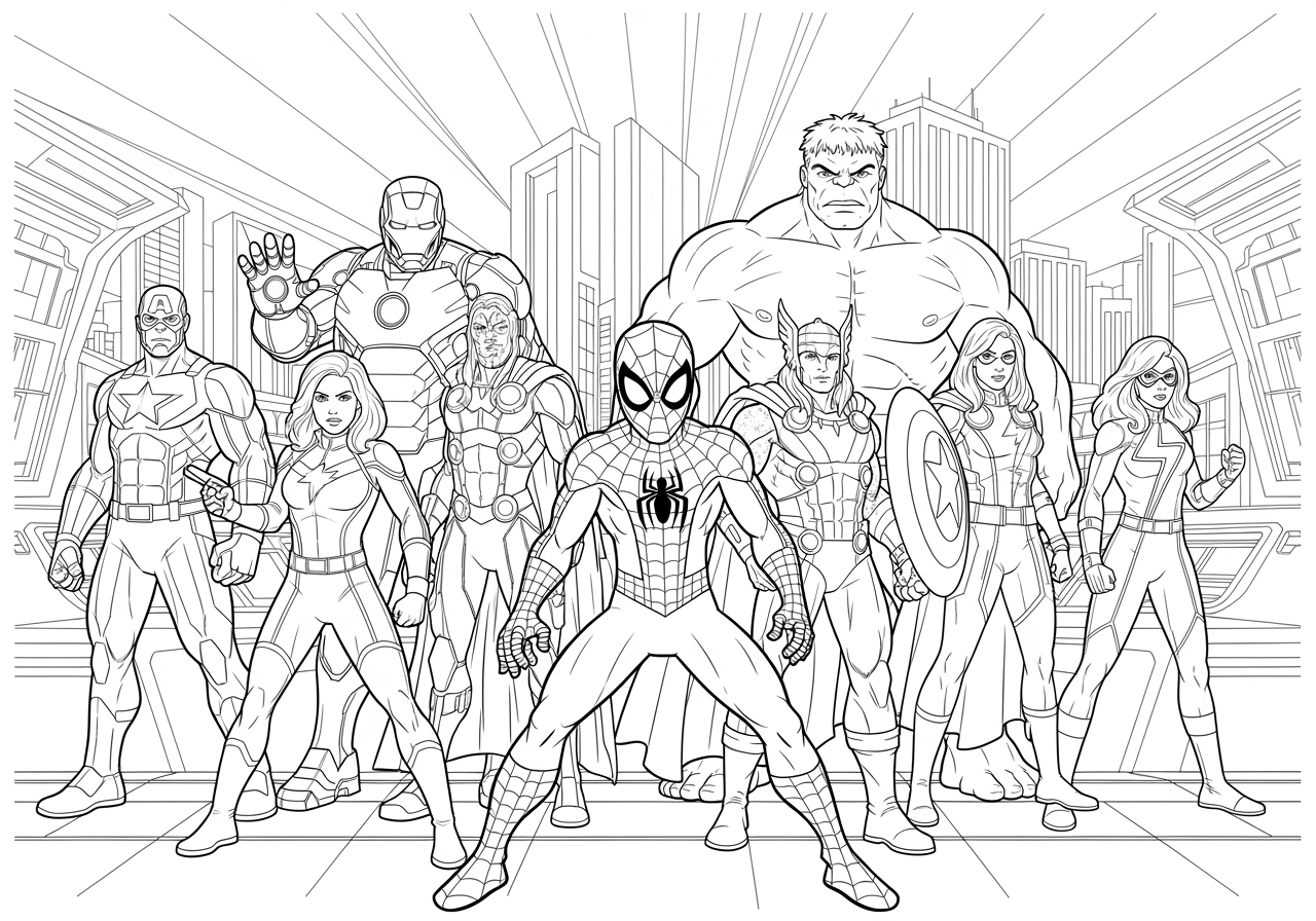 avengers kids easy coloring page