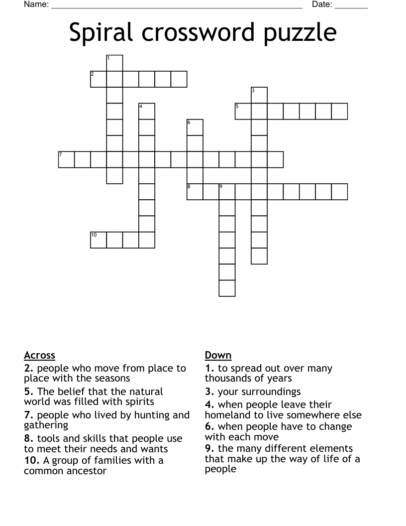 Spiral Crossword Puzzle WordMint