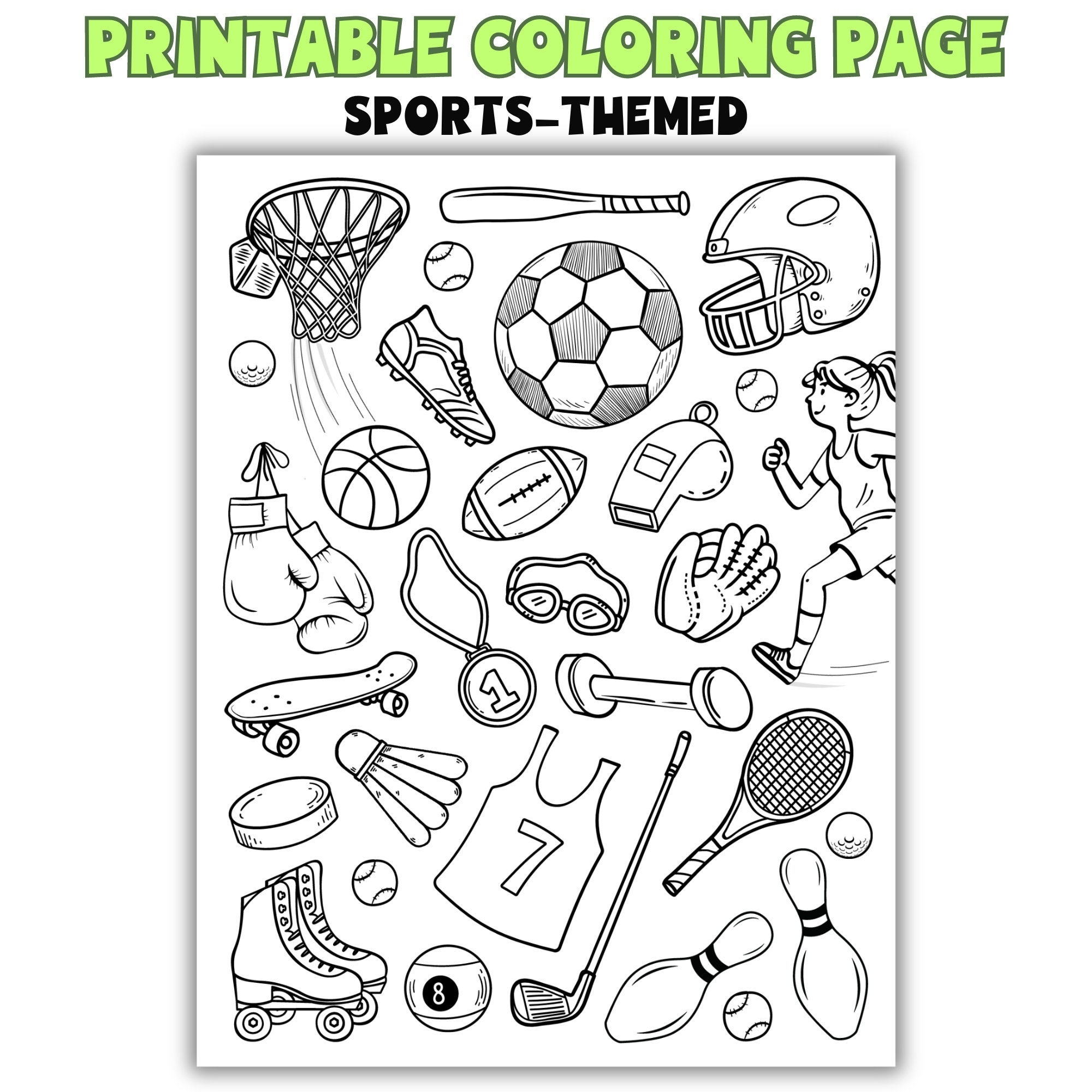 Sports Coloring Page Printable Kids Activities Etsy Israel Sports Coloring Page Printable Kids Activities Etsy Israel