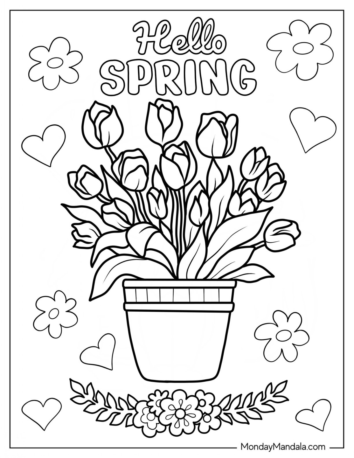 Spring Flowers Coloring Spring Coloring Sheets Free Printable Flowers Coloring Pages Set Spring Coloring Pages Printable