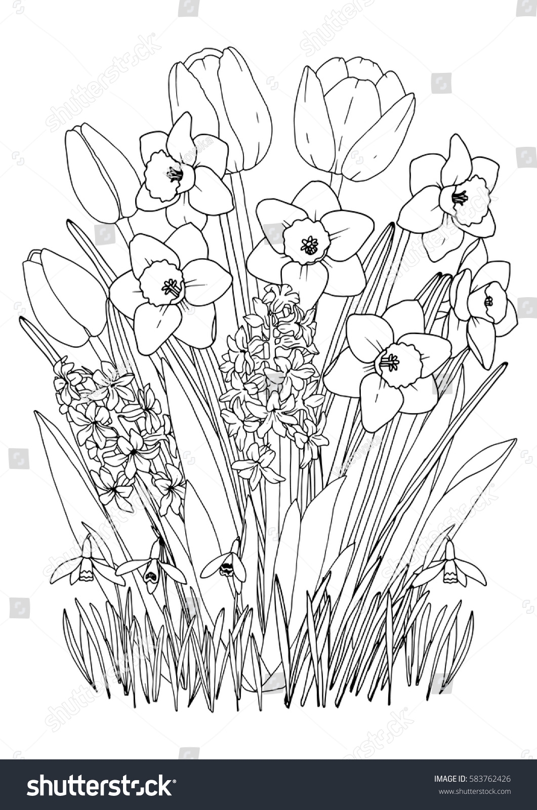 spring flowers coloring pages