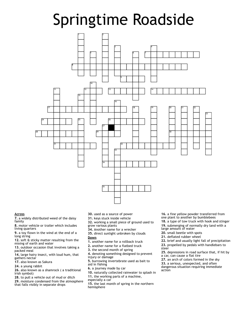 Springtime Roadside Crossword WordMint