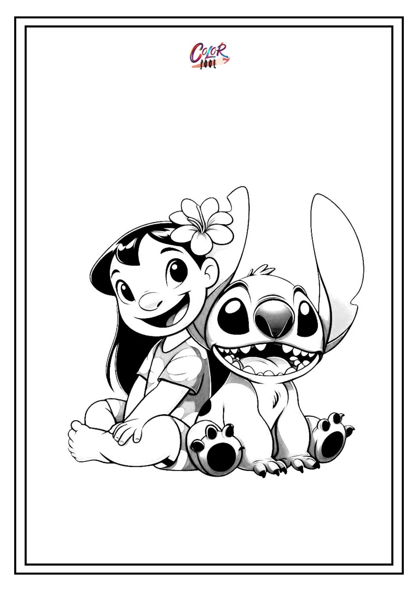 stitch and angel coloring page