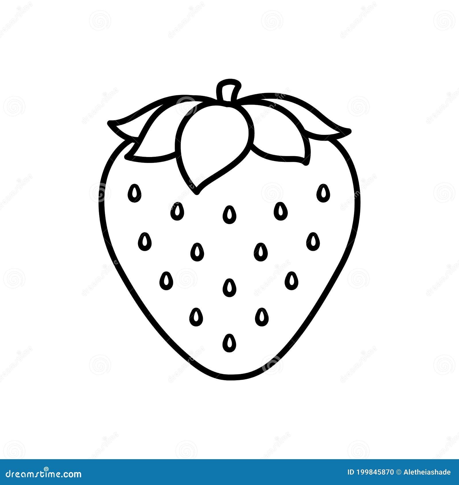 Strawberry Cartoon Line Art Outline Coloring Book Page For Kids Stock Vector Illustration Of Exercise Isolated 199845870