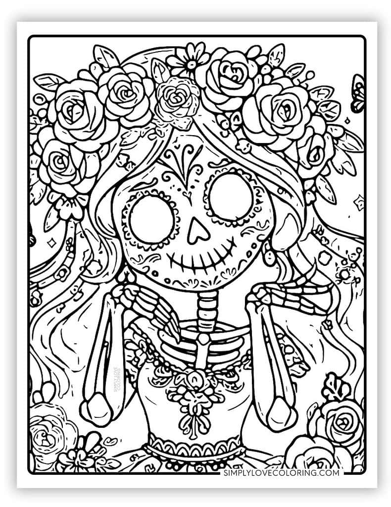 Sugar Skull Coloring Pages Free PDF Printables Simply Love Coloring