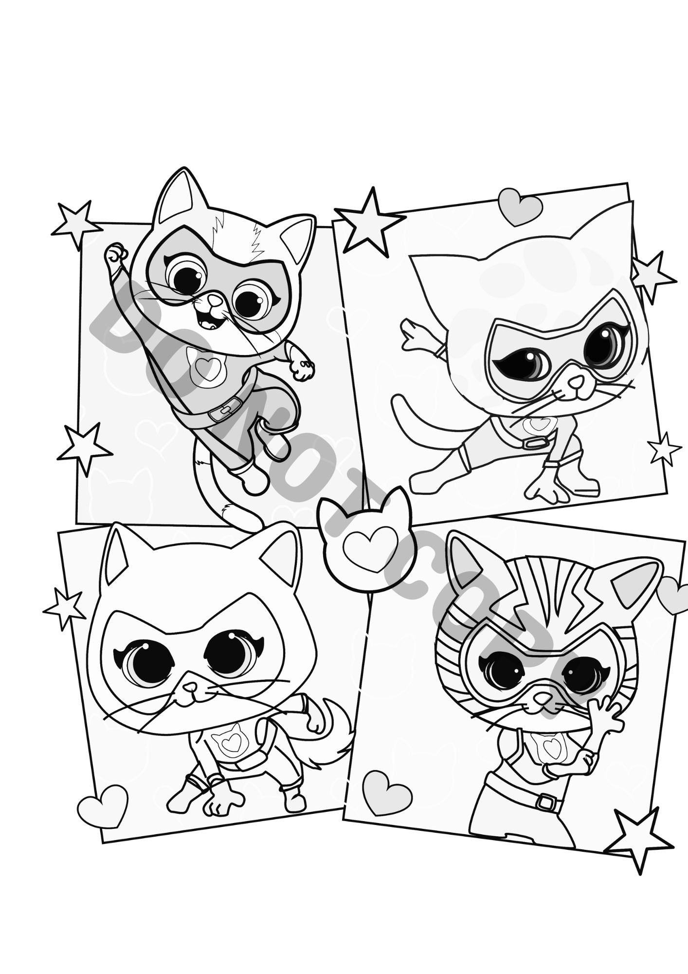 Super Kitties Coloring Book Digital Etsy Super Kitties Coloring Book Digital Etsy