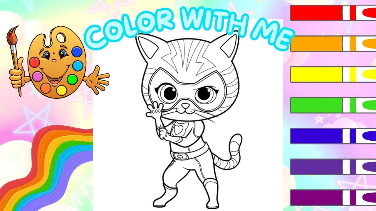 super kitties coloring page