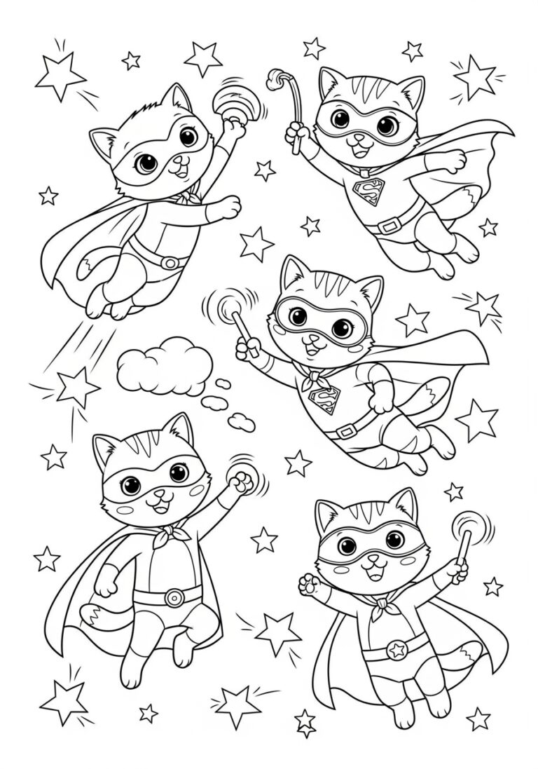 Super Kitties Coloring Page Printable Fun For Kids