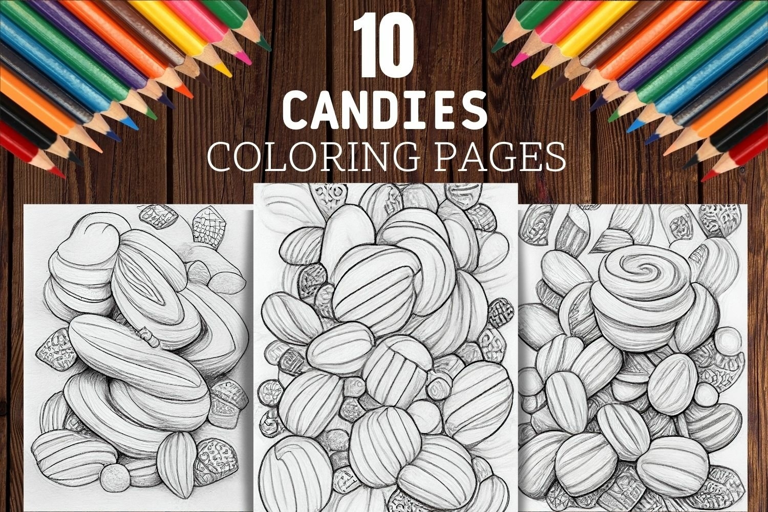 Sweet Candies Coloring Pages Stack Of Candy Theme