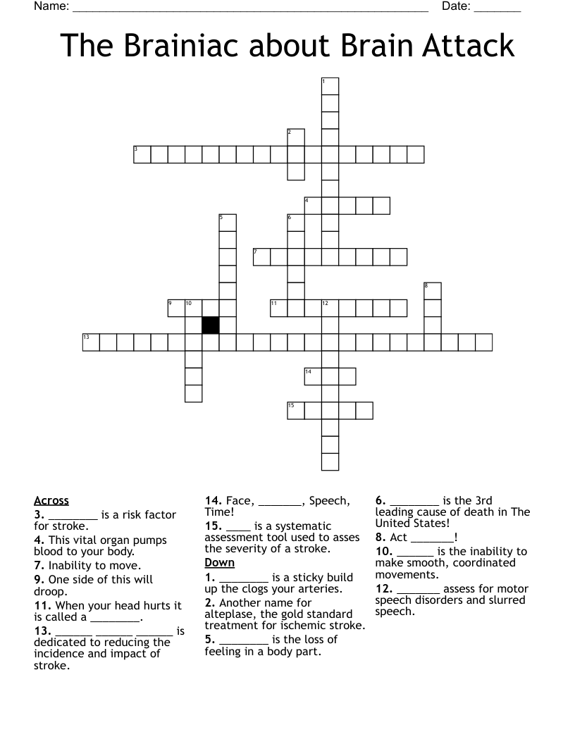 The Brainiac About Brain Attack Crossword WordMint