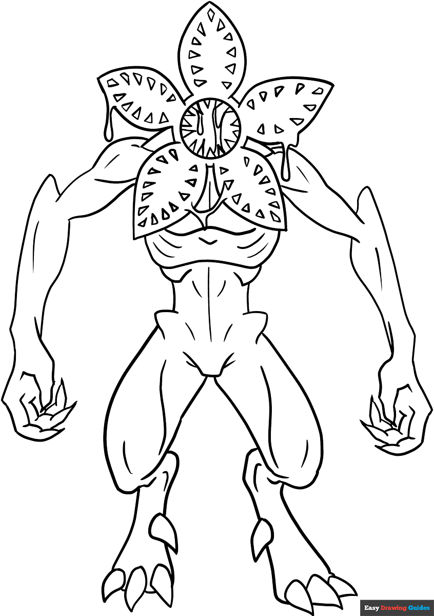 The Demogorgon From Stranger Things Coloring Page Easy Drawing Guides