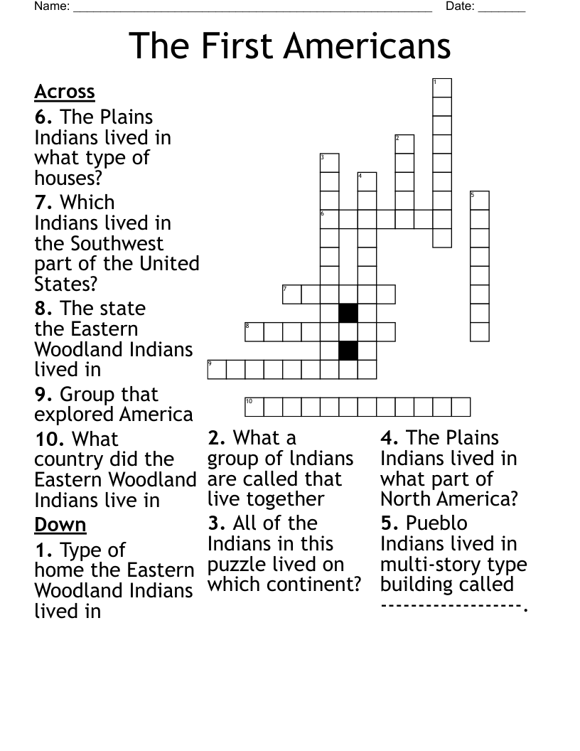 The First Americans Crossword WordMint