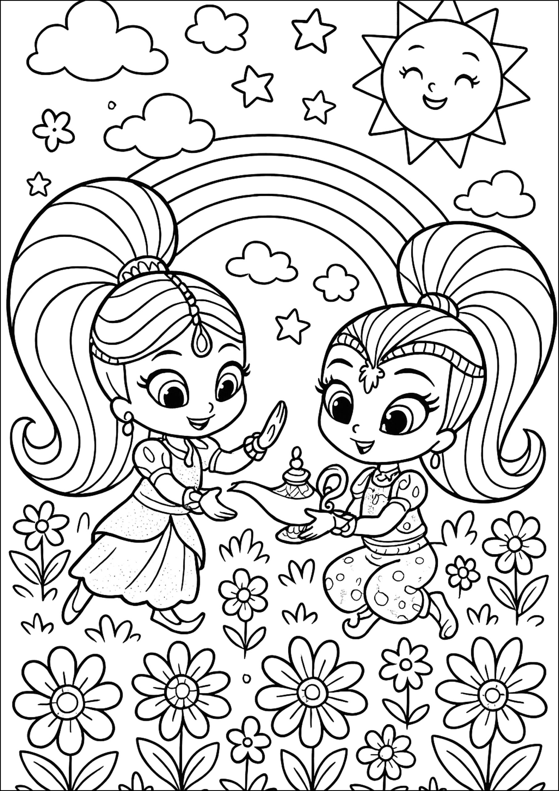 The Magic Lamp Shimmer And Shine Coloring Pages