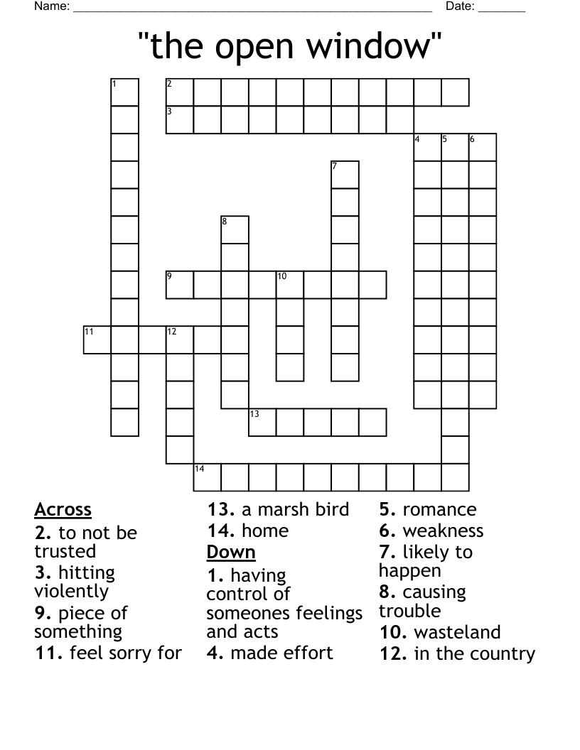 The Open Window Crossword WordMint