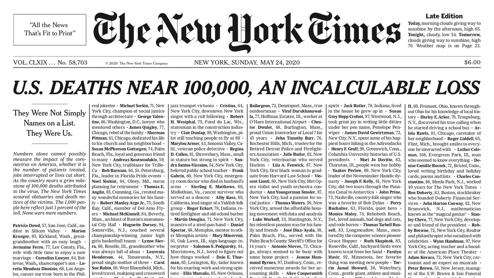 The Project Behind A Front Page Full Of Names The New York Times
