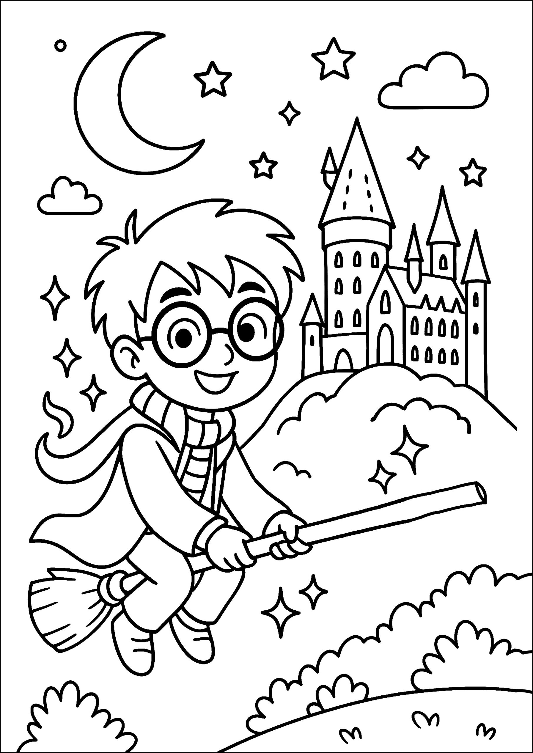 The Sorcerer s Apprentice On His Magic Broom Harry Potter Coloring Pages The Sorcerer s Apprentice On His Magic Broom Harry Potter Coloring Pages